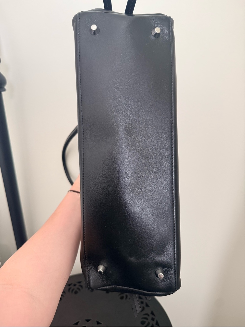 NWT Staud Maude Black Leather Shoulder Bag with Top Handles - Picture 7 of 10